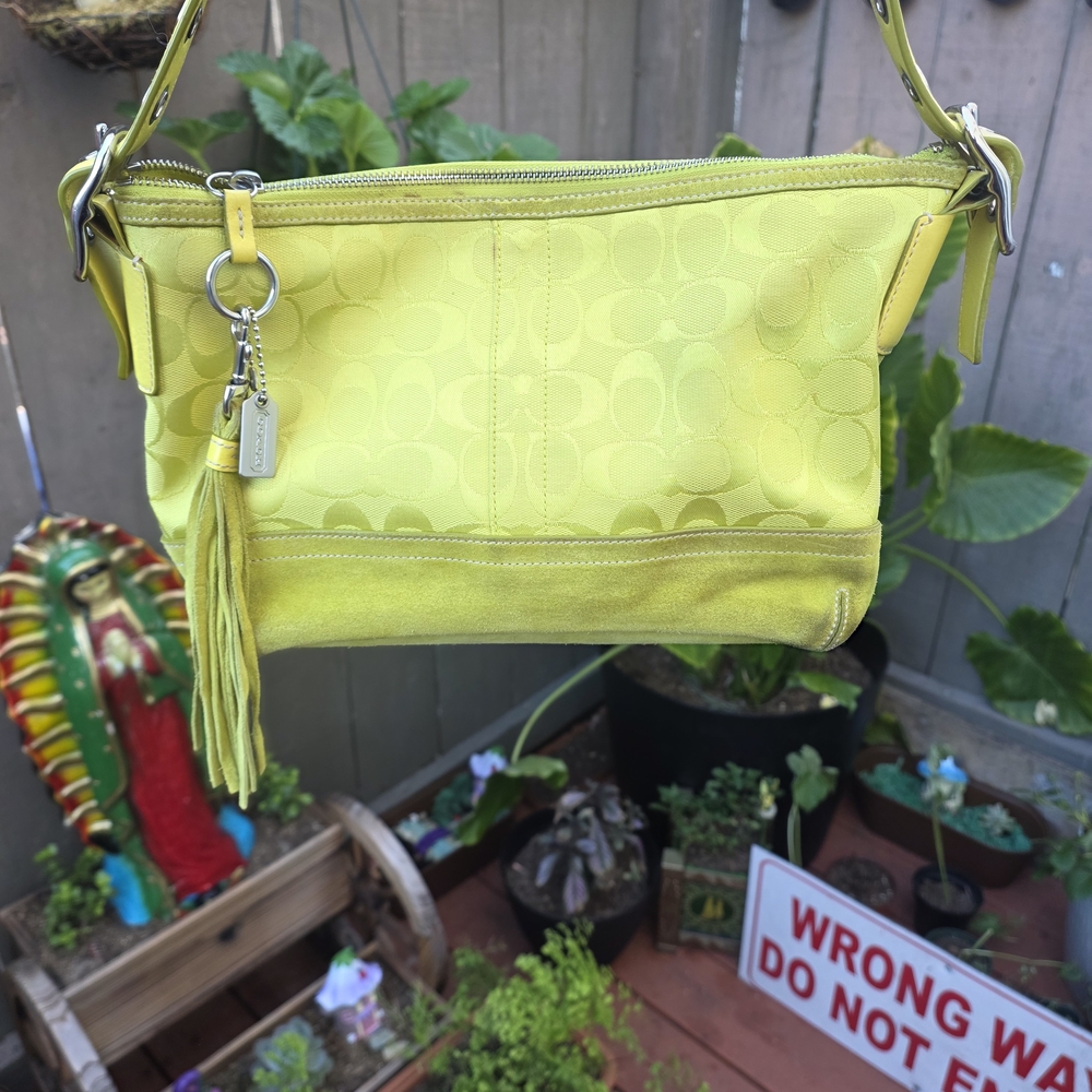 Coach Yellow Signature Canvas Shoulder Bag